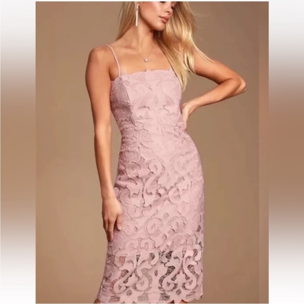 Bardot Dusty Pink Lace Midi Dress